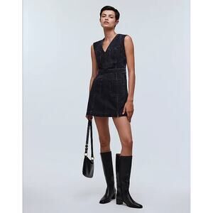 Madewell Denim Cap Sleeve Mini Dress in Tarrybrook Wash Black Gray NP072 Size 14